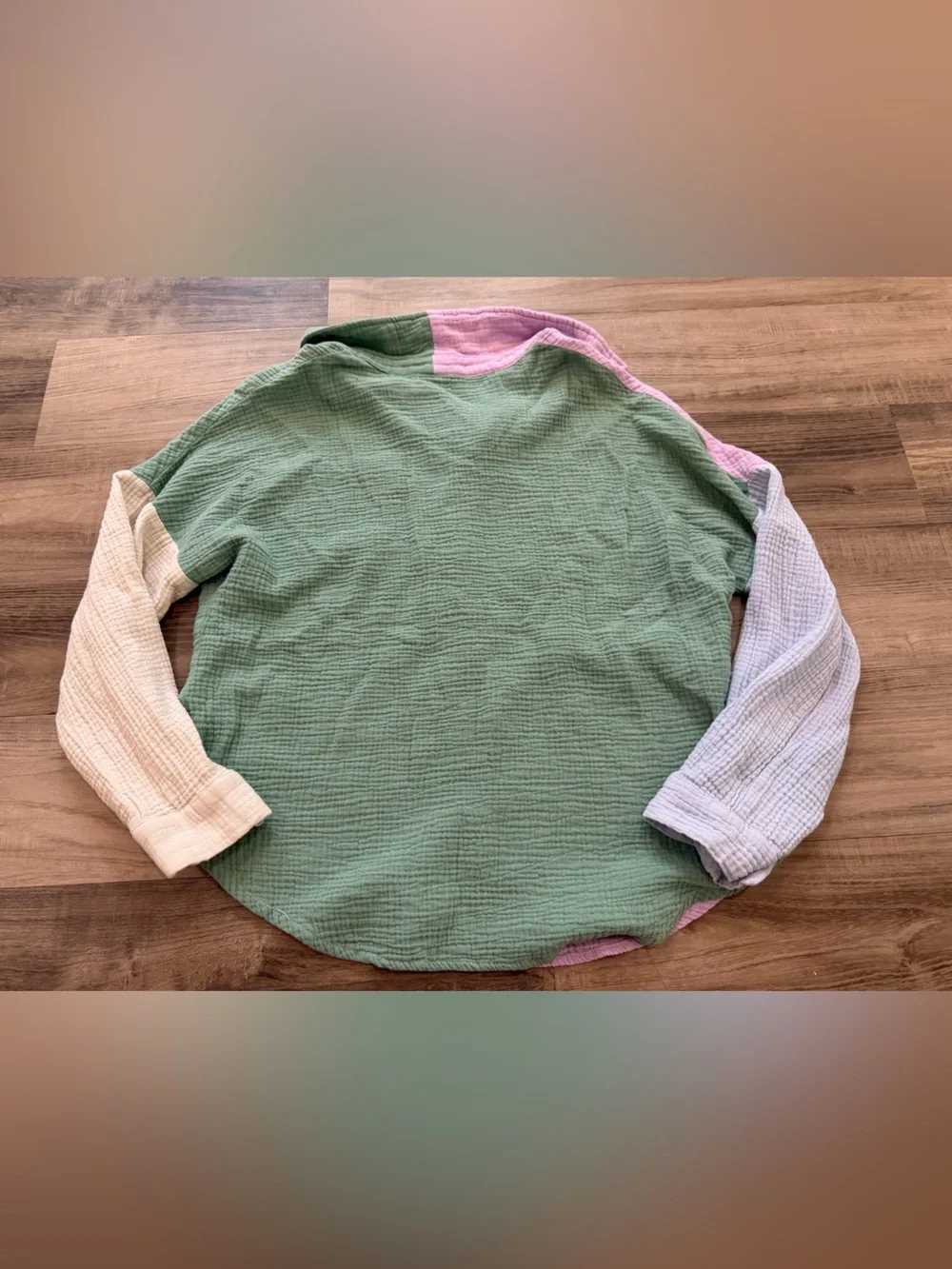 BMJL Womens Button Down Ultra-Soft Textured Color Block Top - Picture 4 of 6